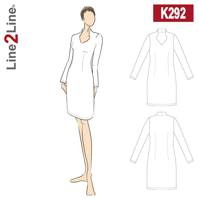 Line2Line K292 Kjole med åben ståkrave - KreStoffer