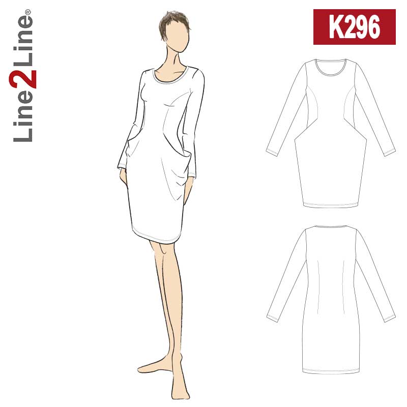 Line2Line K296 Kjole med store lommer, stræk - KreStoffer
