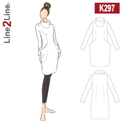Line2Line K297 Kjole med store lommer, fast - KreStoffer