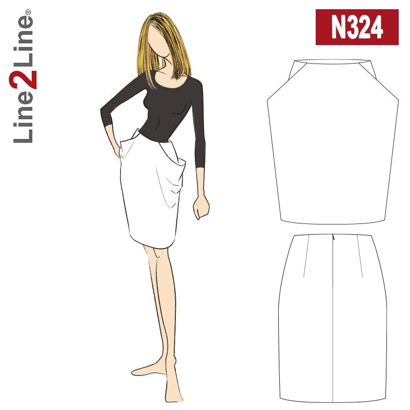 Line2Line N324 Nederdel med store lommer - KreStoffer