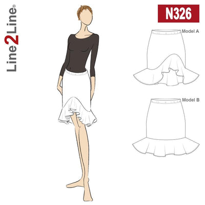 Line2Line N326 Nederdel med volant og elastik - KreStoffer