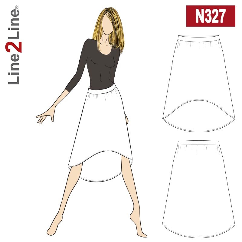 Line2Line N327 Nederdel med A-facon og udvendig elastik - KreStoffer
