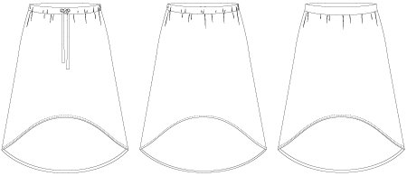 Line2Line N327 Nederdel med A-facon og udvendig elastik - KreStoffer