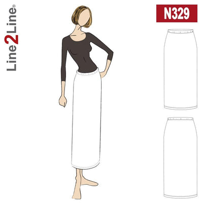 Line2Line N329 Lang nederdel med elastik, stræk - KreStoffer