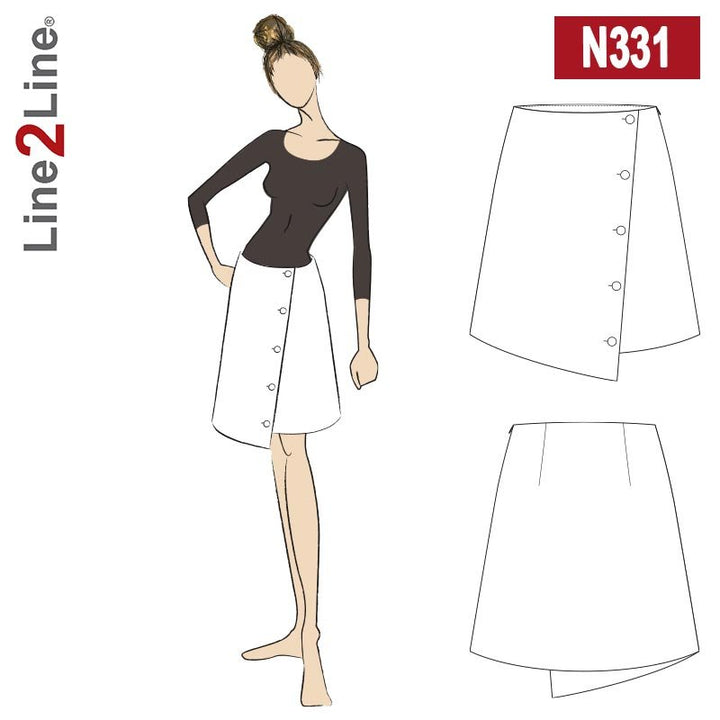 Line2Line N331 Asymmetrisk nederdel med knapper