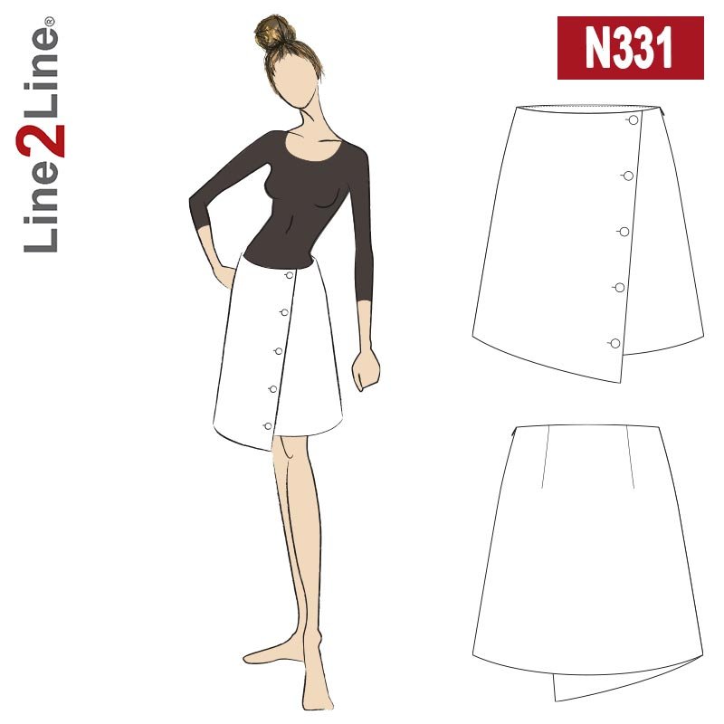 Line2Line N331 Asymmetrisk nederdel med knapper - KreStoffer
