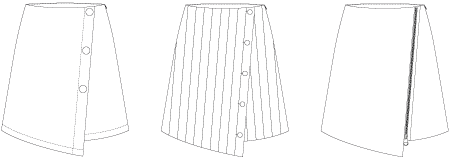 Line2Line N331 Asymmetrisk nederdel med knapper