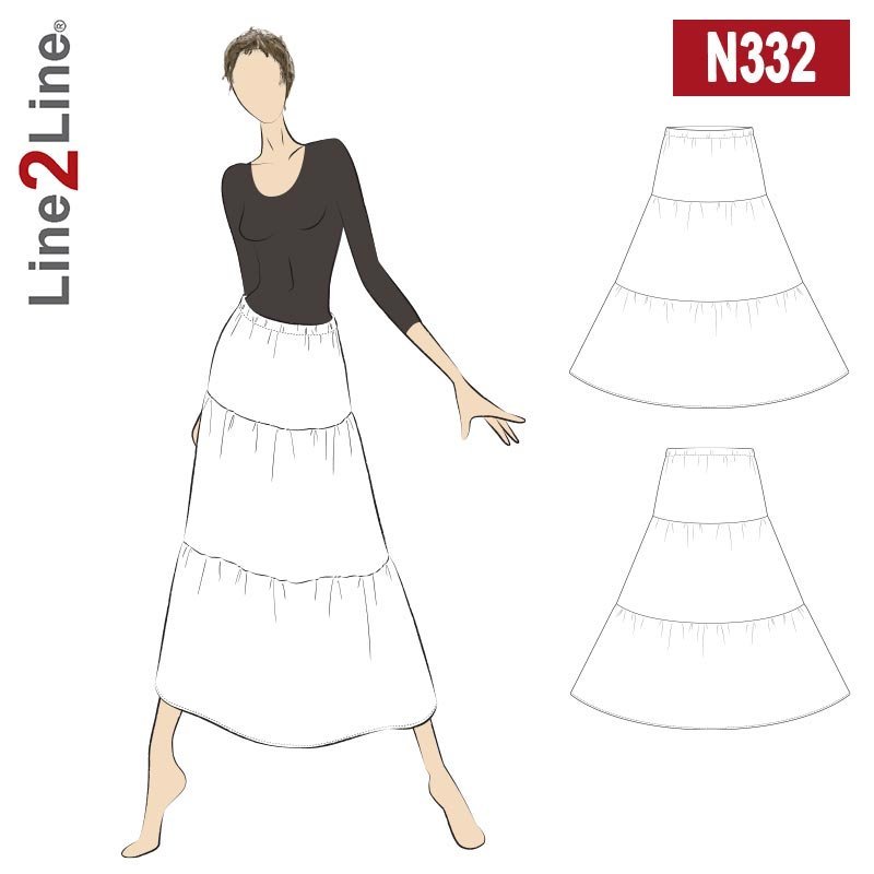 Line2Line N332 Lang nederdel med flæser