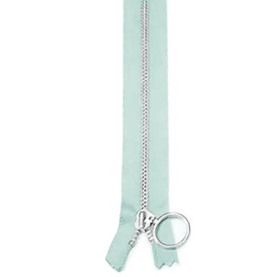 Lynlås med ring, 25-35 cm, lysegrøn - KreStoffer