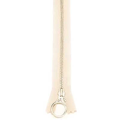 Lynlås med ring, 25-35 cm, råhvid - KreStoffer