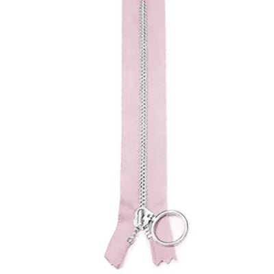Lynlås med ring, 25-35 cm, rosa - KreStoffer