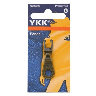 Lynlåsvedhæng YKK antik messing