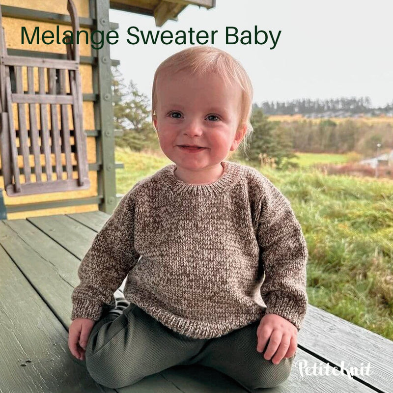 Melange sweater baby fra PetiteKnit (Opskrift i fysisk papirudgave) - KreStoffer
