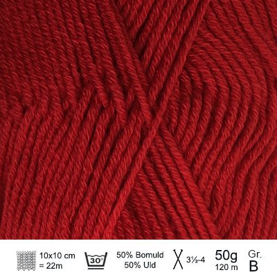 Merino Cotton garn fra Hjertegarn Dyb rød