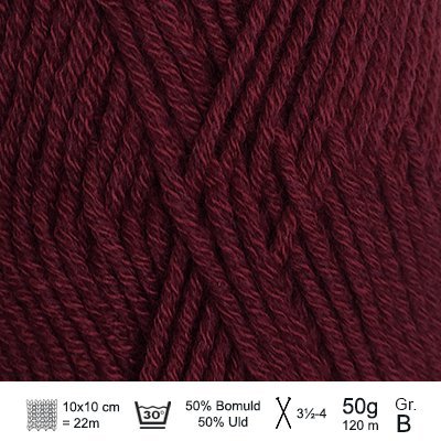 Merino Cotton garn fra Hjertegarn Bordeaux