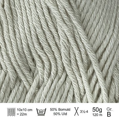 Merino Cotton garn fra Hjertegarn Gråhvid