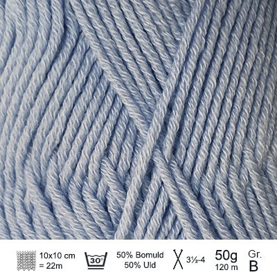 Merino Cotton garn fra Hjertegarn Lyseblå