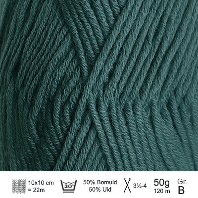 Merino Cotton garn fra Hjertegarn Petrolgrøn