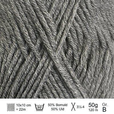 Merino Cotton garn fra Hjertegarn Mørk grå