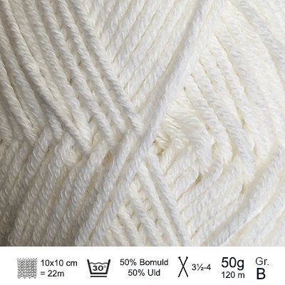 Merino Cotton garn fra Hjertegarn Hvid