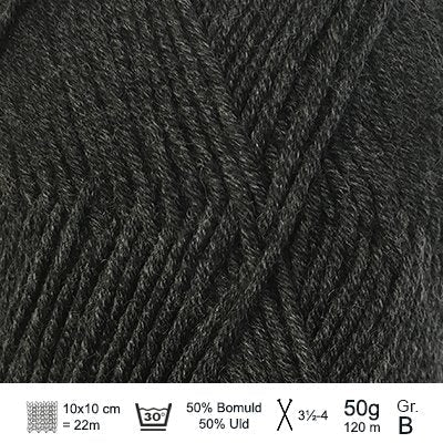 Merino Cotton garn fra Hjertegarn Koksgrå