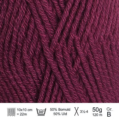 Merino Cotton garn fra Hjertegarn Dyb cerise