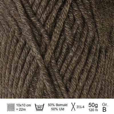 Merino Cotton garn fra Hjertegarn Brun