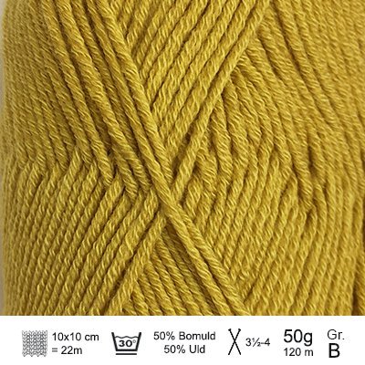 Merino Cotton garn fra Hjertegarn Sennepsgul