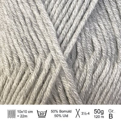 Merino Cotton garn fra Hjertegarn Lys grå