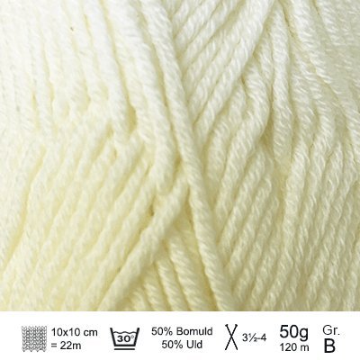 Merino Cotton garn fra Hjertegarn Råhvid