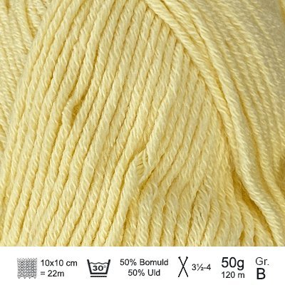 Merino Cotton garn fra Hjertegarn Lys gul