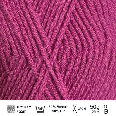 Merino Cotton garn fra Hjertegarn Cerise