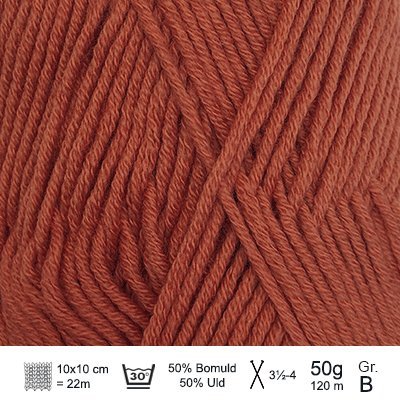 Merino Cotton garn fra Hjertegarn Rustrød