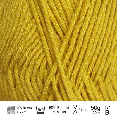 Merino Cotton garn fra Hjertegarn Stærk gul