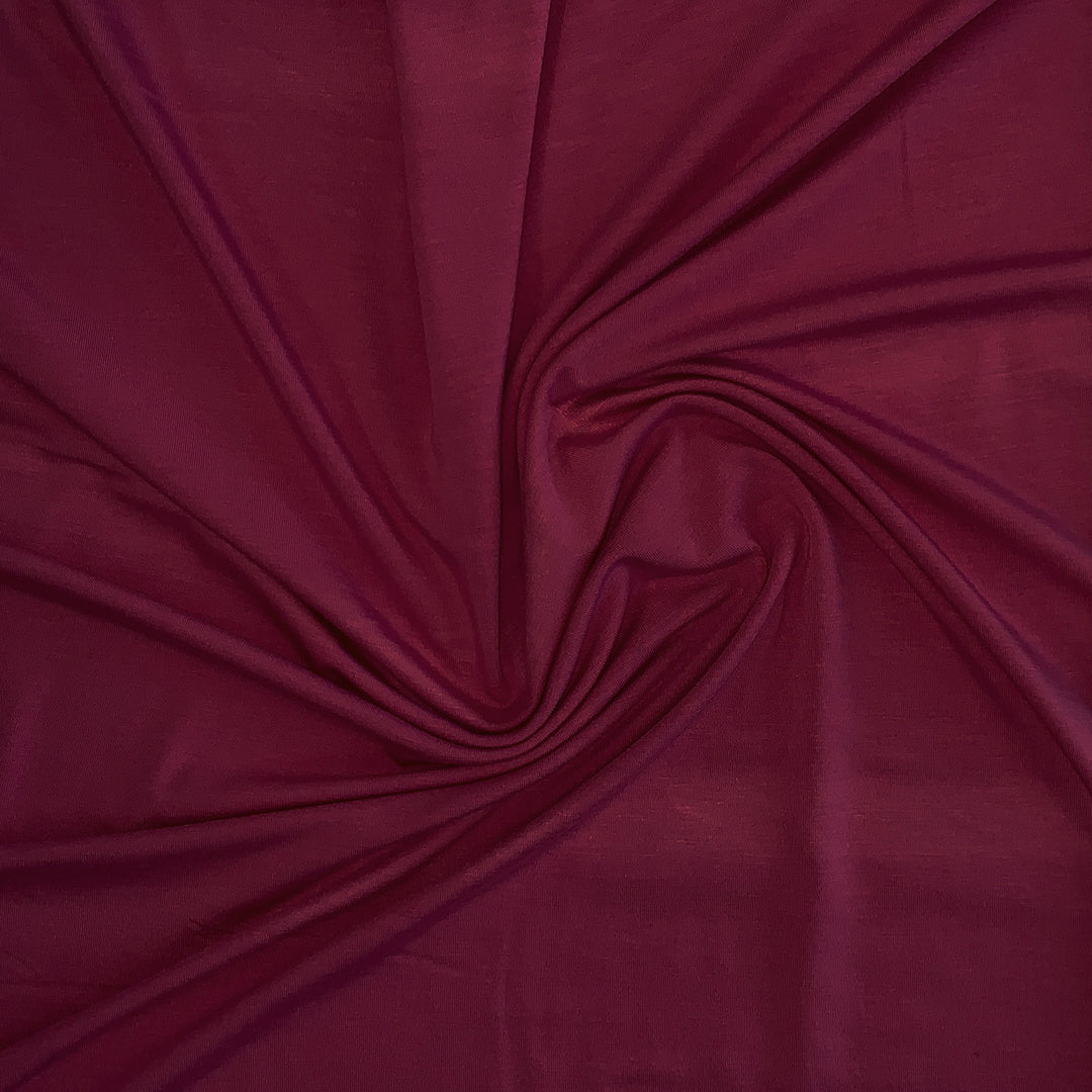 Ensfarvet viscose jersey, vinrød