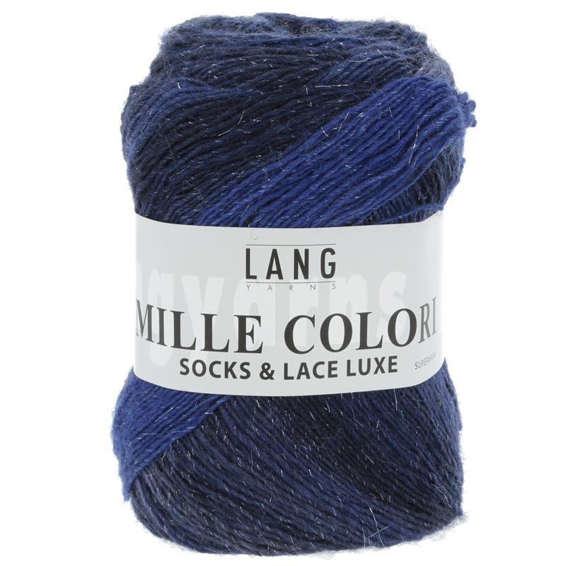 Mille colori socks og lace luxe garn fra Lang Yarns Blå marine