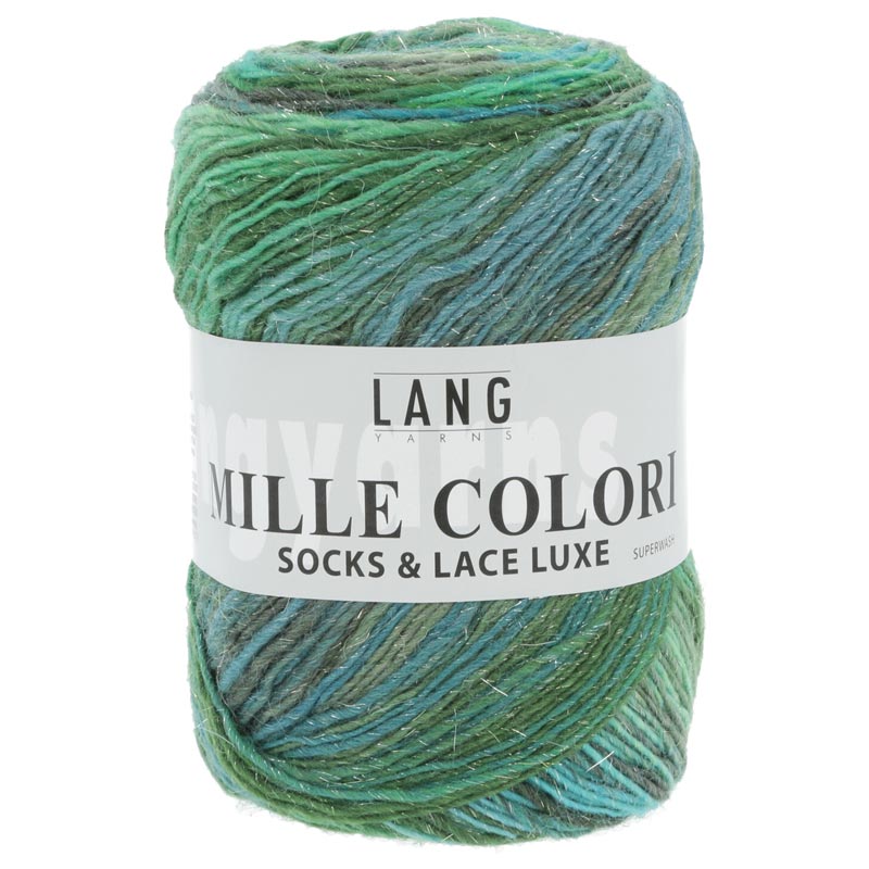 Mille colori socks og lace luxe garn fra Lang Yarns Grøn blå