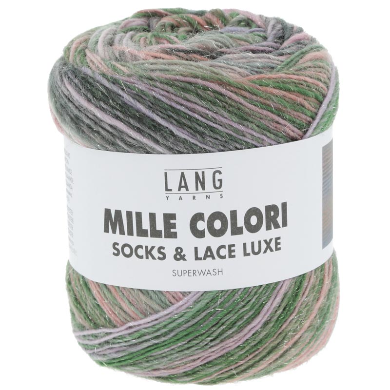 Mille colori socks og lace luxe garn fra Lang Yarns Grøn syren rosa rust