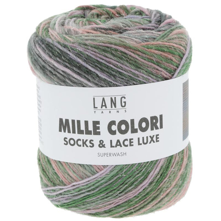 Mille colori socks og lace luxe garn fra Lang Yarns Grøn syren rosa rust