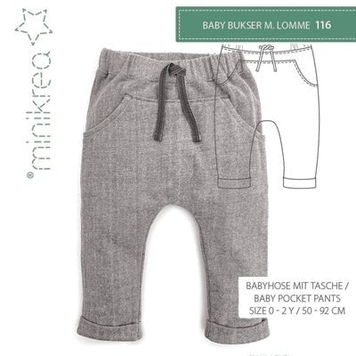 MiniKrea 116 Baby buks med dobbelt lomme