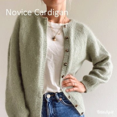 Novice Cardigan, Mohair Edition fra PetiteKnit (Opskrift i fysisk papirudgave)