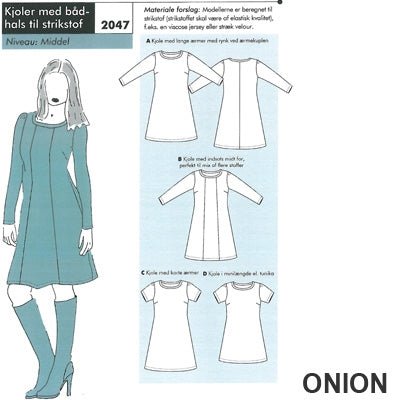 Onion 2047 Kjole med bådhals - KreStoffer