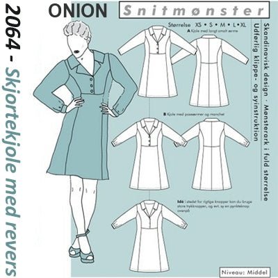 Onion 2064 Skjortekjole med revers - KreStoffer