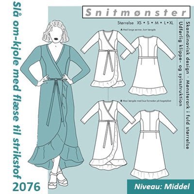 Onion 2076 Slå-om kjole med flæse - KreStoffer