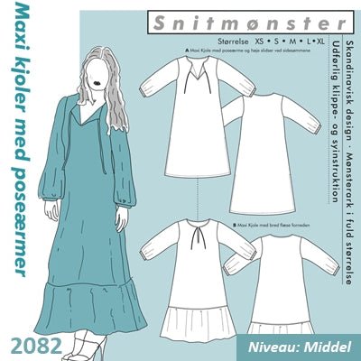 Onion 2082 Maxikjole med poseærmer - KreStoffer