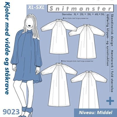 Onion 9023 Kjole med vidde og ståkrave - KreStoffer