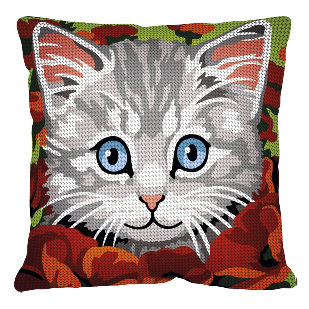 Påtrykt broderikit Margot pude med kat