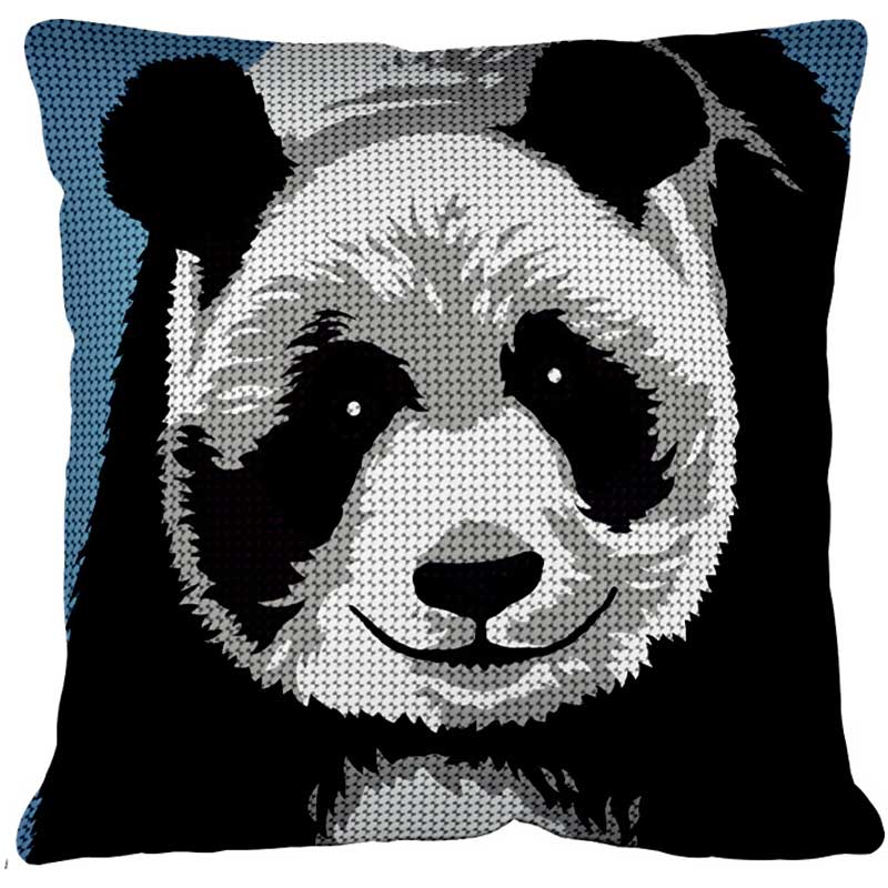 Påtrykt broderikit - Margot pude Panda - KreStoffer