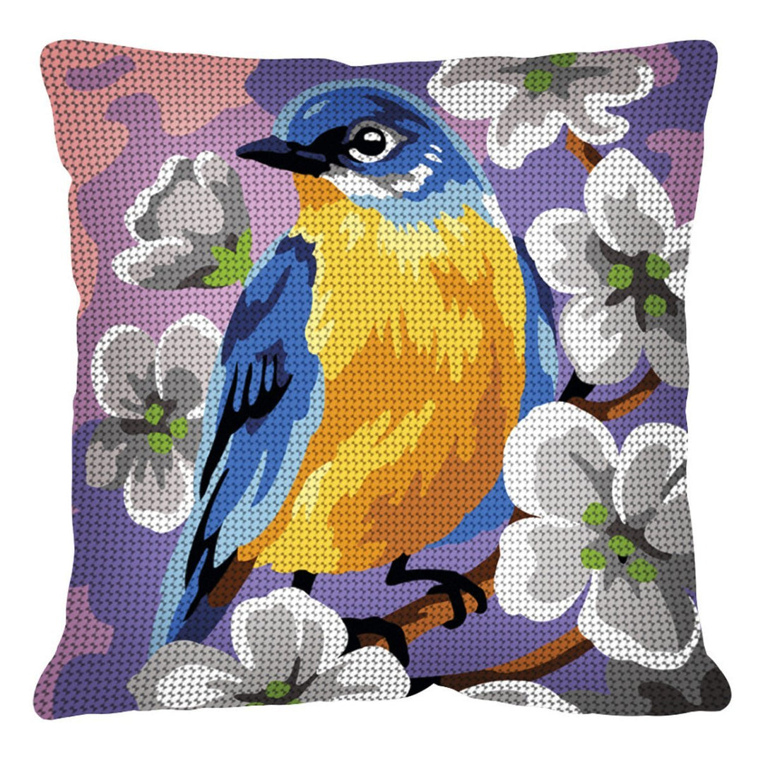 Påtrykt broderikit Margot pude med papegøje