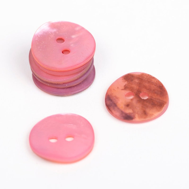 Perlemorsknap fra Drops, rosa 15 mm - KreStoffer